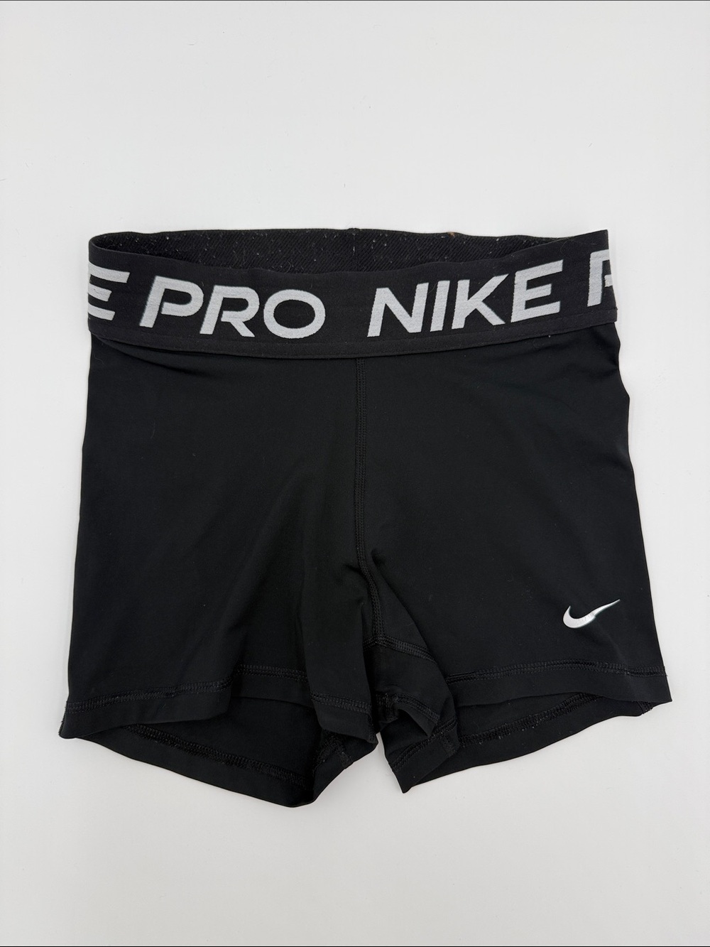 Nike Pro Black XS Compression Shorts with White Swoosh
